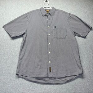 Timberland Men’s SS Button Down Shirt Navy White Check 100% Cotton size L